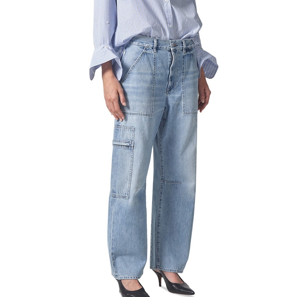 Citizens of Humanity Marcelle Cotton Low Slung Cargo Jeans in Cloud Nine